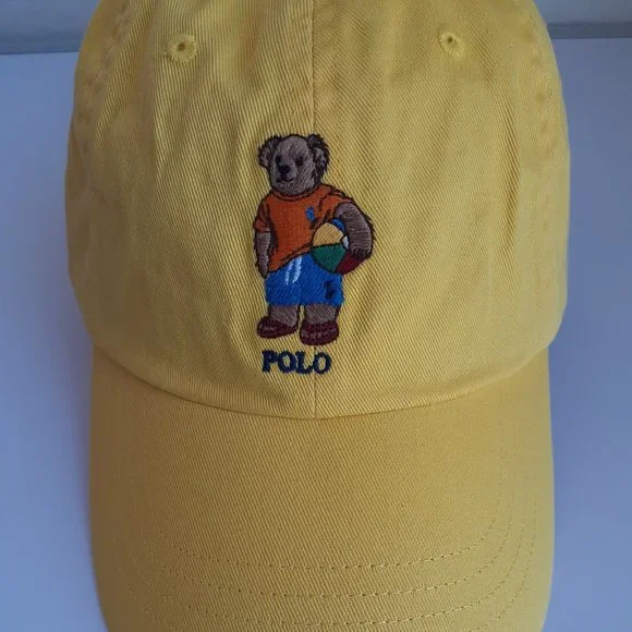 Polo Ralph Lauren Beach Bear Yellow Baseball Cap Hat Adjustable